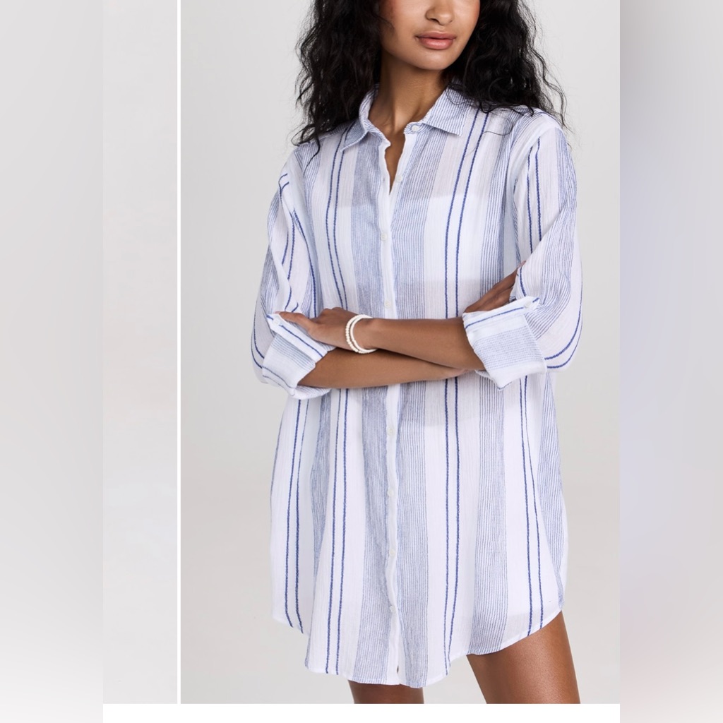 Sundry Destinations Gauze Striped Tunic Top Beach Cover Up Size Large